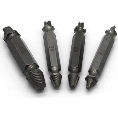 4pcs/set Double Side Screw Extractor Drill Bits Guide Broken Damaged Out Remover 50JC