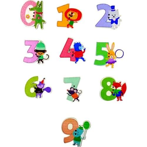 50Pcs Cute Cartoon Animal Number Wooden Buttons for DIY Sewing Scrapbooking botoes scrapbo