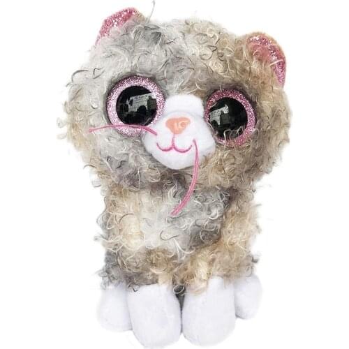 6" TY Beanie Boos SCRAPPY the Curly Haired Cat Big Eyes Holiday Stuffed Animals 15cm Cute Plush Dolls Baby Kids Toys
