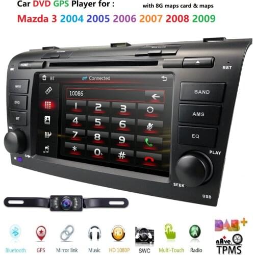 7"AutoRadio Car DVD Video Player for MAZDA3 2004-2009 Mazda 3 BK Stereo Head Unit Radio USB CD Double DIN Multimedia monitor Cam