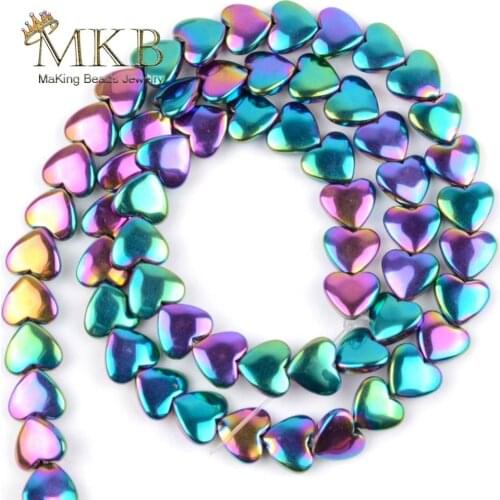 8*6mm Natural Rainbow Love Heart Shape Hematite Stone Beads For Making Jewelry Diy Bracelet Necklace Wholesale Perles BIJOUX
