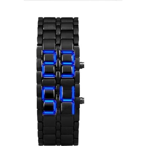 Popular Lava Style Iron Black Bracelet Watch Square Dial Led Inspired Blue Silicone Waterproof top Brand Sports Men Watches