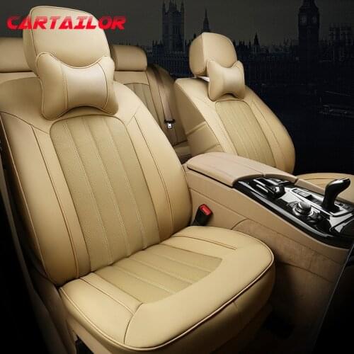 CARTAILOR Cowhide Car Seat Cover Protector Custom Fit for Toyota Corolla Automobiles Seat Covers Cars Leatherette Seats Cushions