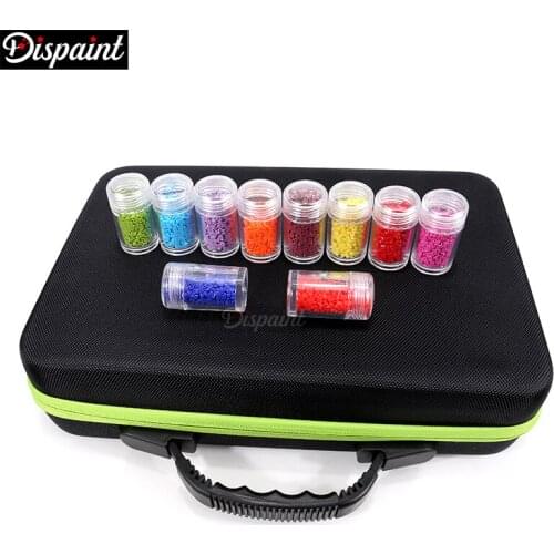 Dispaint 60 Bottles Diamond Painting Box Tool Container Storage Box Carry Case Holder Hand Bag Zipper Design Shockproof Durable
