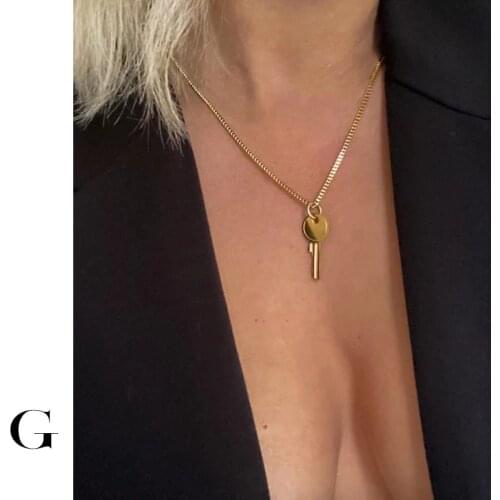 GHIDBK Street Style Minimalist Statement Key Pendant Collars Chokers Necklaces in Stainless Steel Women 2021 Fashion Jewelry