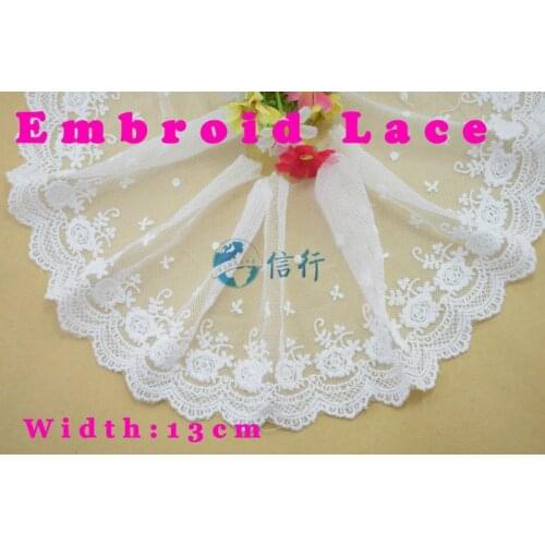 13cm width Cotton embroid lace sewing ribbon guipure trims or fabric warp knitting DIY Garment Accessories free shipping#3396