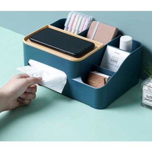 Tissue Storage Box Multifunction Plastic Paper Case Large Capacity Phone Sundries Storage Rack for Kitchen Home Organizer