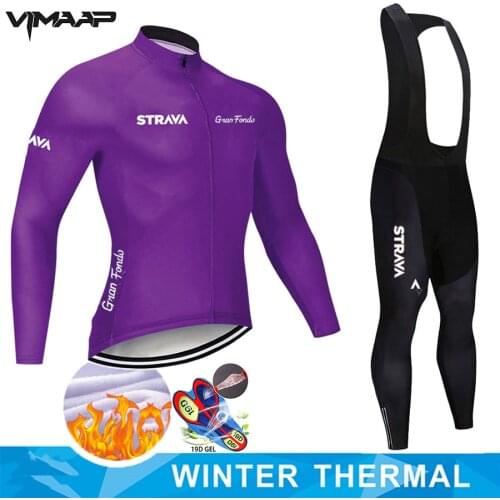 STRAVA Winter Thermal Fleece Cycling Jersey Set Racing Bike Cycling Suit Mountian Bicycle Cycling Clothing Ropa Ciclismo Bicycle