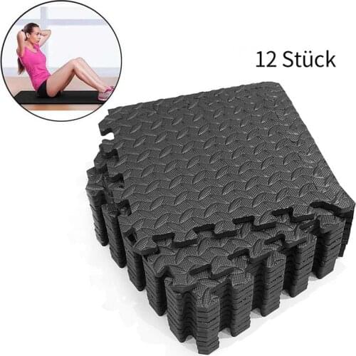 12PCS 30*30cm EVA Leaf Grain Floor Mats Gym Floor Mat Splicing Mats Patchwork Rugs Thicken Shock For Gym Fitness Room Workouts