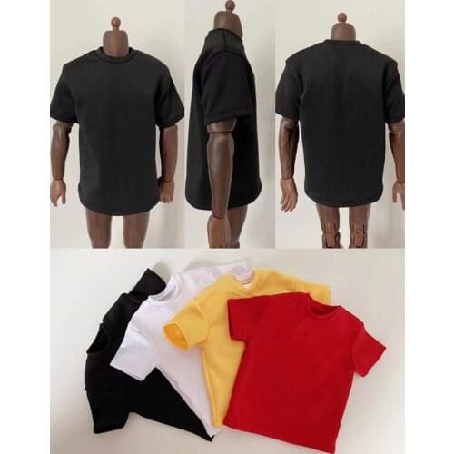 1/6 Scale Soldier T-shirt Loose Version Black White Yellow And Red Four-color 12-inch Action Figure Toys Model Short Sleeves