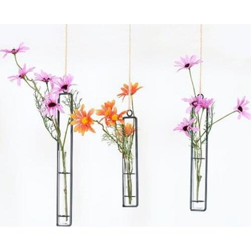 Meet Jo Transparent Glass Tubes Wall Hanging Metal Flower Vases for Homes Garden Decoration Floral Air Plants Container 1pc