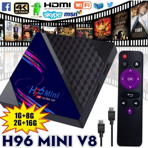 Mini V8 RK3228A H96 TV Box Wireless 2.4G WIFI TV Receiver Smart Remote Control Set Top Box Android 10.0 HD 4K VP9 Video Decoding