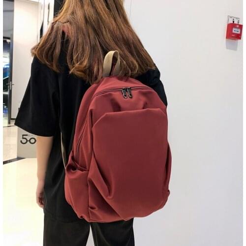 Fashion Waterproof Nylon Backpack Women Solid Color Casual Large Capacity Laptop Bag Simple Preppy Teens Bag For Girl Gift
