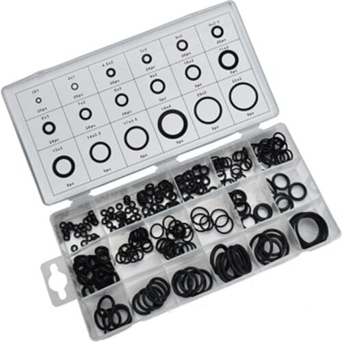 225Pcs Black Rubber O-Ring Set + Plastic Box 18 Sizes Washer Gasket Sealing Ring Assortment Kit For Car plumbers Repair Tools
