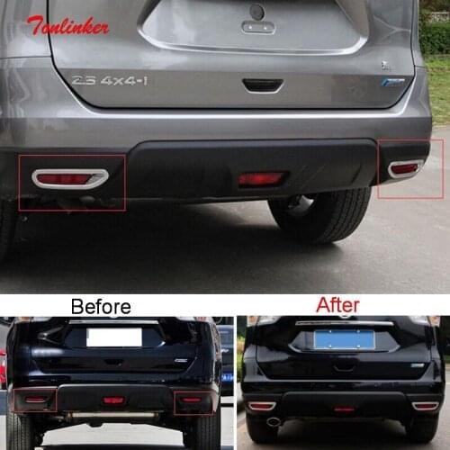 Tonlinker Exterior Rear Fog Lights Cover Stickers for Nissan X-Trail 2014-16 Car Styling 2 PCS ABS Chrome Cover stickers
