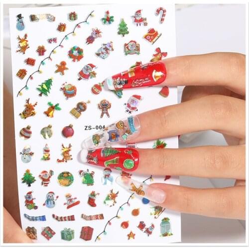 New Laser Christmas Nail Art Sticker Waterproof Adhesive Nail Decal Christmas DIY Nail Art Decoration