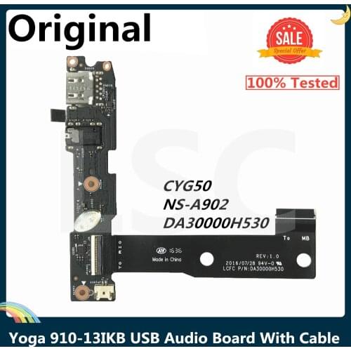 LSC New Original For Lenovo Yoga 910 Yoga 910-13IKB 910 Pro Laptop USB Audio Board With Cable CYG50 NS-A902 DA30000H530