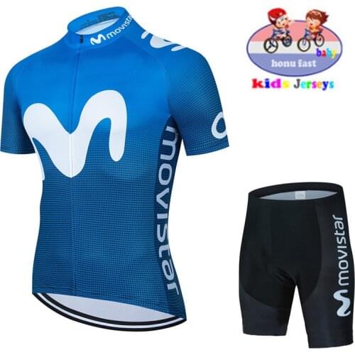 2021 New Kids Movistar Team 2021 Breathable Cycling Jersey Boys Girls Cycling Clothing Children Road Bike Suit Maillot Colutte
