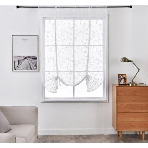 Lanke White Arabesque Tree Window Screening,tulle Short Curtains for Living Room Bedroom Kitchen,Printing Drapes Decor 12 Sizes
