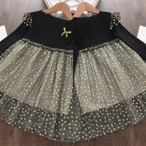 Autumn Winter Baby girl knee-length Sequins Princess Dress Cotton Wedding Birthday Clothing Pageant Prom Dress 2-7Y