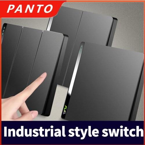 PANTO General Standard Luxury Matte Surface Light Switch 2 Groups 2 Switch Switch Black Button Switch AC 220V Lighting Switch