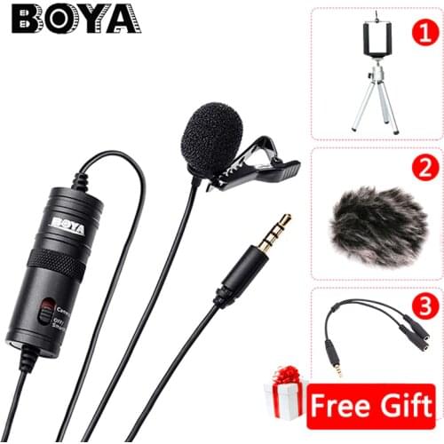 BOYA BY-M1 Lavalier Lapel Microphone 3.5mm Audio Video Photography Recording for iPhone Android Mac Vlog Mic for DSLR Camera