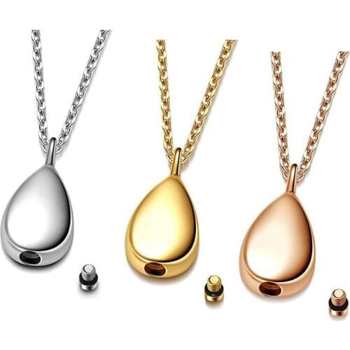 Stainless Steel Drop Of Water Ash Box Pendant Jewelry Pet Urn Cremation Memorial Keepsake Openable Put In Ashes Holder Necklace