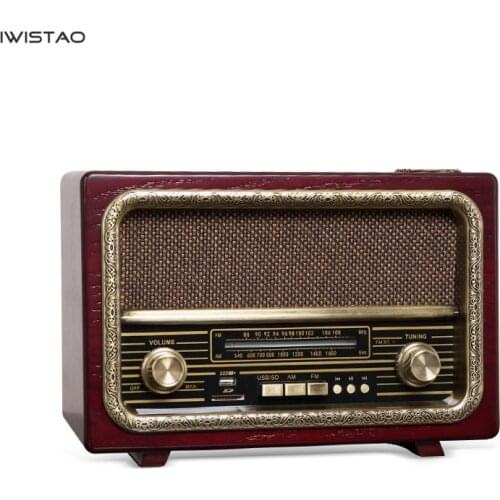 Retro Wooden Radio AM/FM 2x5W Desktop Speakers Support Bluetooth U Disk SD Card Playing High sensitivity HIFI Audio