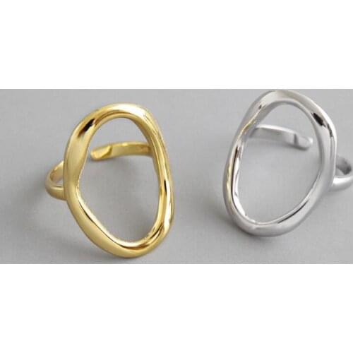 S925 Sterling Silver Ring INS Style Hot Sale Geometric Hollow-Out Finger Ring Personality Big Adjustable Ring Wedding Party