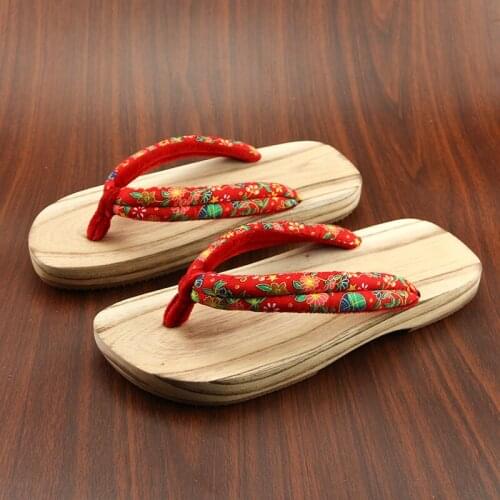 Mans Wooden Sandals Cosplay Shoes Mid Heel Round Front Summer Slippers Beach Flip Flops Japan Geta
