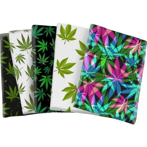 Beauty Leaft Pattern Printed Twill Polyester Cotton Fabric for DIY Bag Earring Hair Bow Center Making 50*145cm