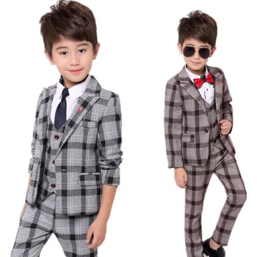 School uniform Dress for boys Formal Tuxedo Suits for Weddings Blazer Vest Pants Kids Gentleman Party Child Clothing Sets B043