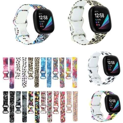 Cute Printing Silicone Strap For Fitbit Versa 3 Sense Smart Watch Band Pattern Floral Bracelet Wrist Straps For Fitbit Versa 3 L