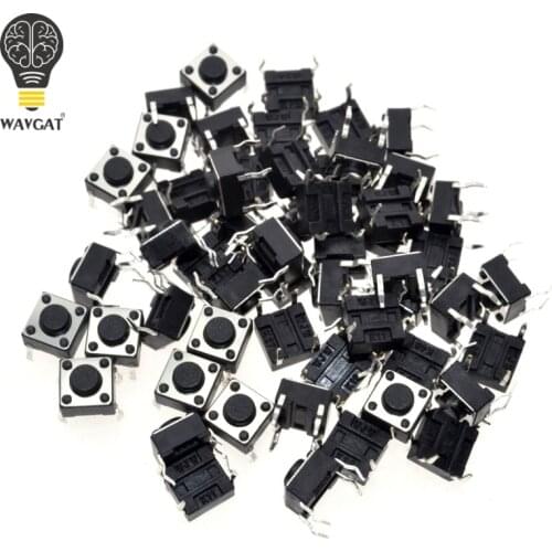 50pcs/lot 6x6x4.3MM 4PIN G89 Tactile Tact Push Button Micro Switch Direct Plug-in Self-reset DIP Top Copper Free Shipping