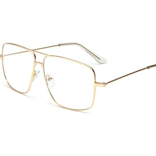 Ultra-light Glasses Frame Men Women Square Gold Silver Black Eyeglasses Man Oversized Fake Fashion Eyewear