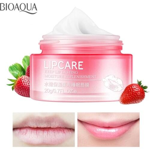 BIOAQUA Strawberry Lip Sleeping Mask Exfoliator Moisturizer Nourish Plumper Enhancer Vitamin Skin Care Night Cream