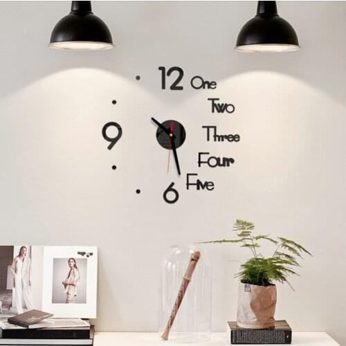 3D Mirror Wall Clock Modern Design Acrylic Quartz Wall Clocks Stickers DIY Digital Wall Clock Creative Bedroom Office Decor