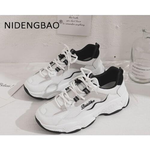 New Women Sneakers Platform Shoes Mesh Breathable Outdoor Running Walking Jogging Training Sports Chunky Shoes Chaussure Femme