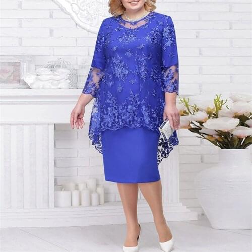 Lace Plus Size Mother Of The Bride Dresses 3/4 Sleeve Wedding Party Gown Elegant Two Piece robe mere de la mariee