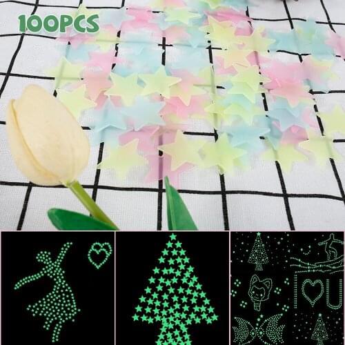 100pcs 3D Stars Glow In The Dark Wall Stickers Luminous Fluorescent Wall Stickers for Kids Baby Room Bedroom Ceiling Home Decor