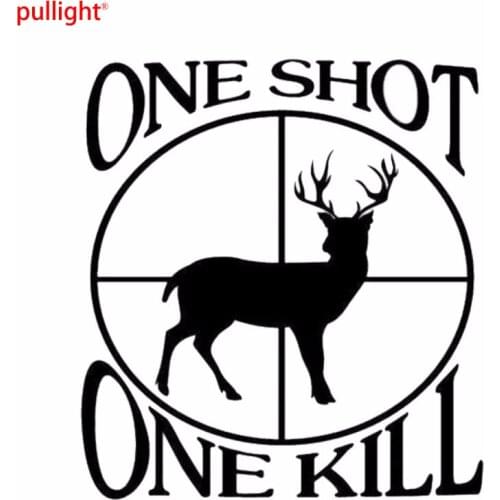 11.5*12.9cm Car Stickers Hunting One Shot One Kill Gun Car Styling Fashion Personality JDM Drift car accessories