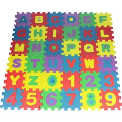 36 Tiles Alphabets and Numbers EVA Square Foam Puzzle Crawling Mat Soft Tile Mat Foam Puzzle Play Mat for Baby