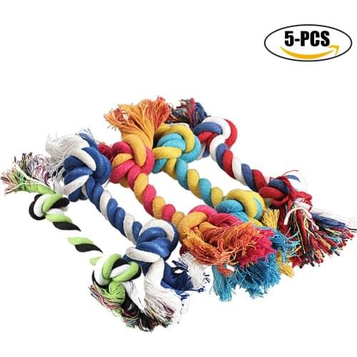 5Pcs 6.7'' Pet Rope Toys Bite Resistant Cotton Chew Knot Toys Teeth Cleaning Toys For Dog Puppy 2019 New Arrive