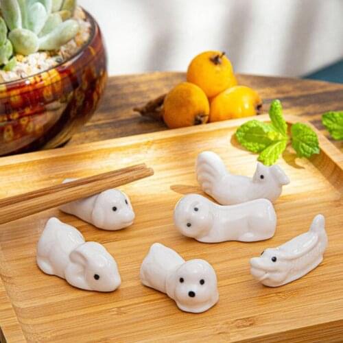 6pcs/set Creative Ceramic Chopstick Holder Animal Fork Spatula Rack Shelf Chopsticks Holder Stand Rest Pillow Kitchen Utensil