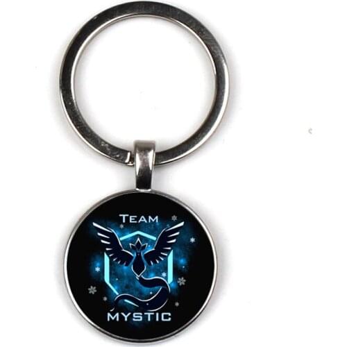 Team Mystic Keychain Glass Time Gem Keychain Key Jewelry DIY Custom Photo Personality Gift , Keychains gifts for men