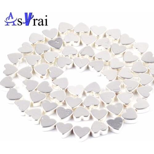 Natural Silver Plated Hematite Love Shape Stone Beads for Needlework Jewelry Making 6/8mm Heart Charms Beads Diy Bracelets 15"