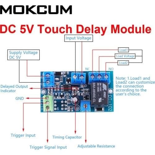 DC 5V Trigger Delay Relay Module Touch Delay Switch Adjustable Delay Time