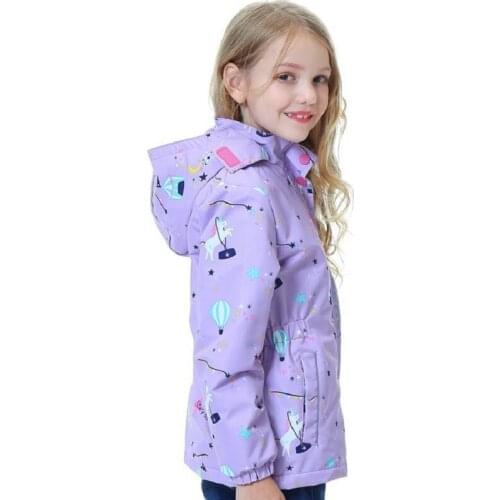 Spring Autumn Jacket for Girls Coats Hooded Unicorn Pattern Baby Girls Clothes Outerwear Kids Waterproof windproof Windbreaker