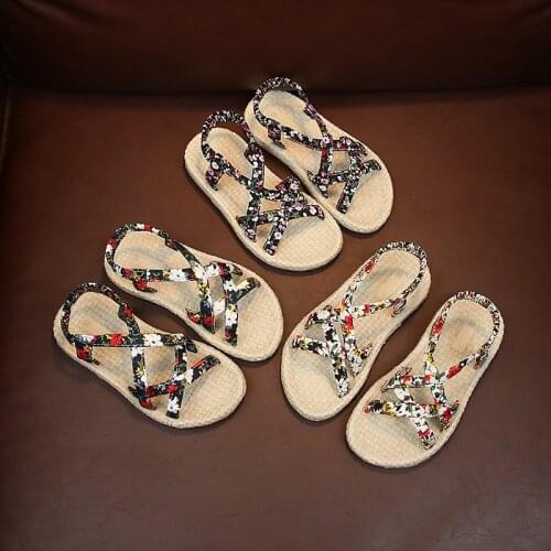 Skoex Childrens Sandals Girls Casual Shoes 2020 New Flowers Fashion Breathable Soft Bottom Non-slip Kids Girls Flat Beach Shoes