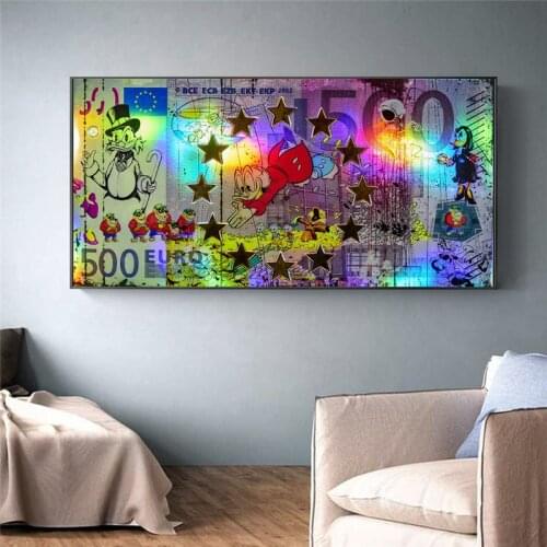 Disney Cartoon Wall Canvas Painting Posters and Prints Wall Art Donald Duck Big Boss Money Pictures for Living Room Decor